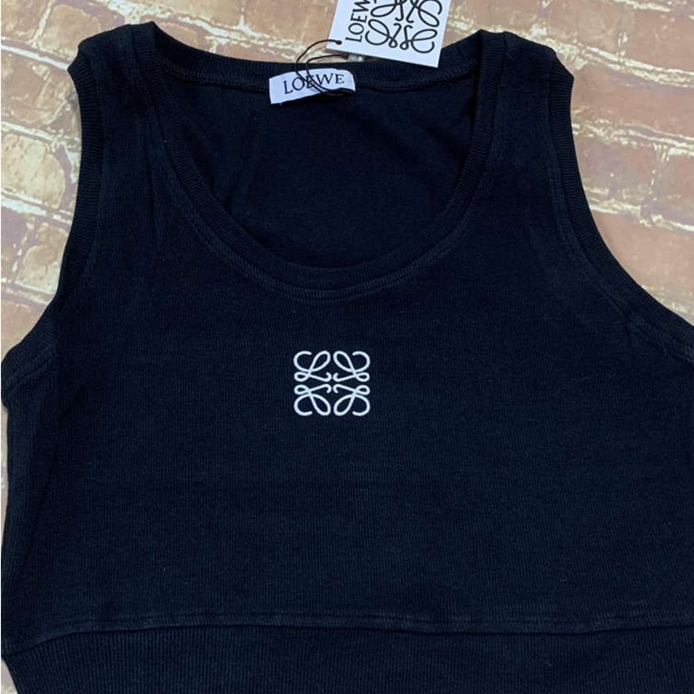 Loewe Black Tank Top with White Emblem
